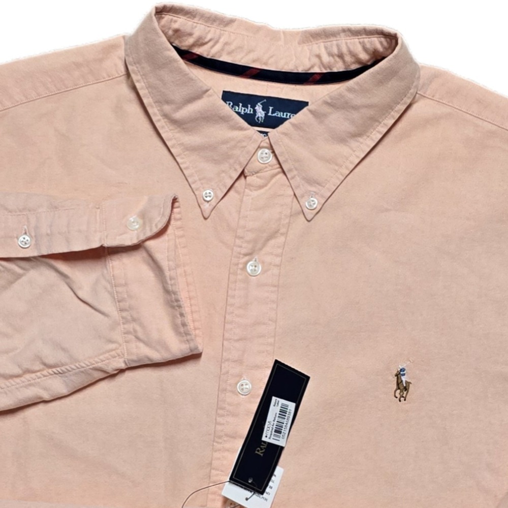 NWT Ralph Lauren Oxford Shirt Mens 2XL Peach Long Sleeve Button Down Flesh Pony